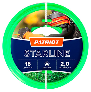 Леска для триммера Patriot 805201056 Starline D 2,0мм L 15м звезда, зеленая